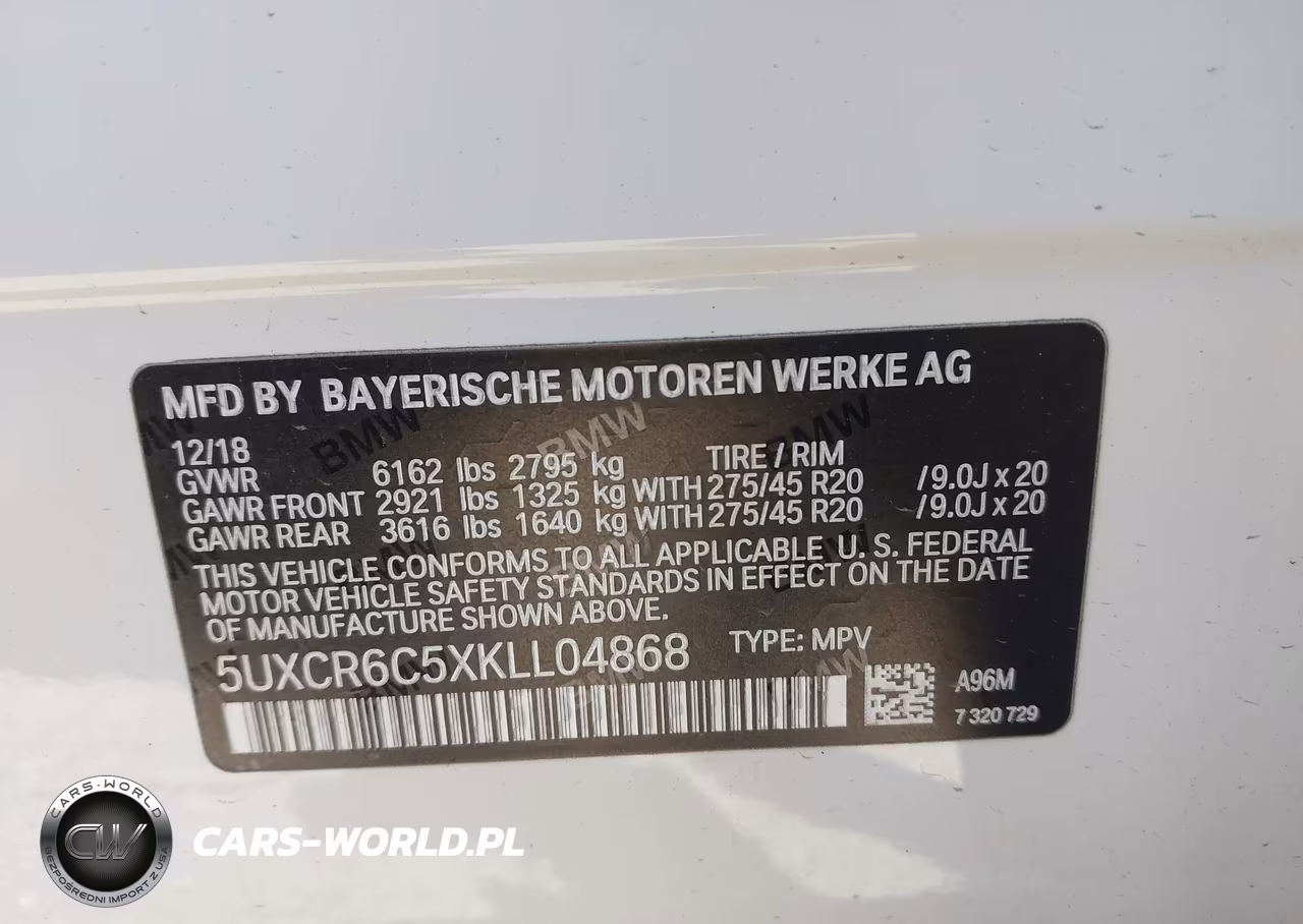 2019 BMW X5 xDrive40I VIN:5UXCR6C5XKLL04868 - 9