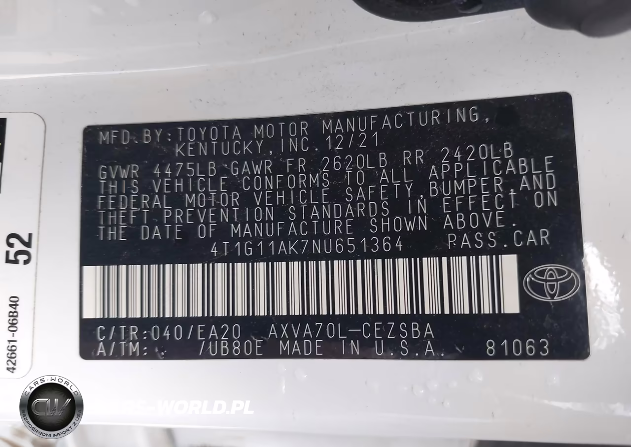 2022 Toyota Camry Se VIN:4T1G11AK7NU651364 - 9