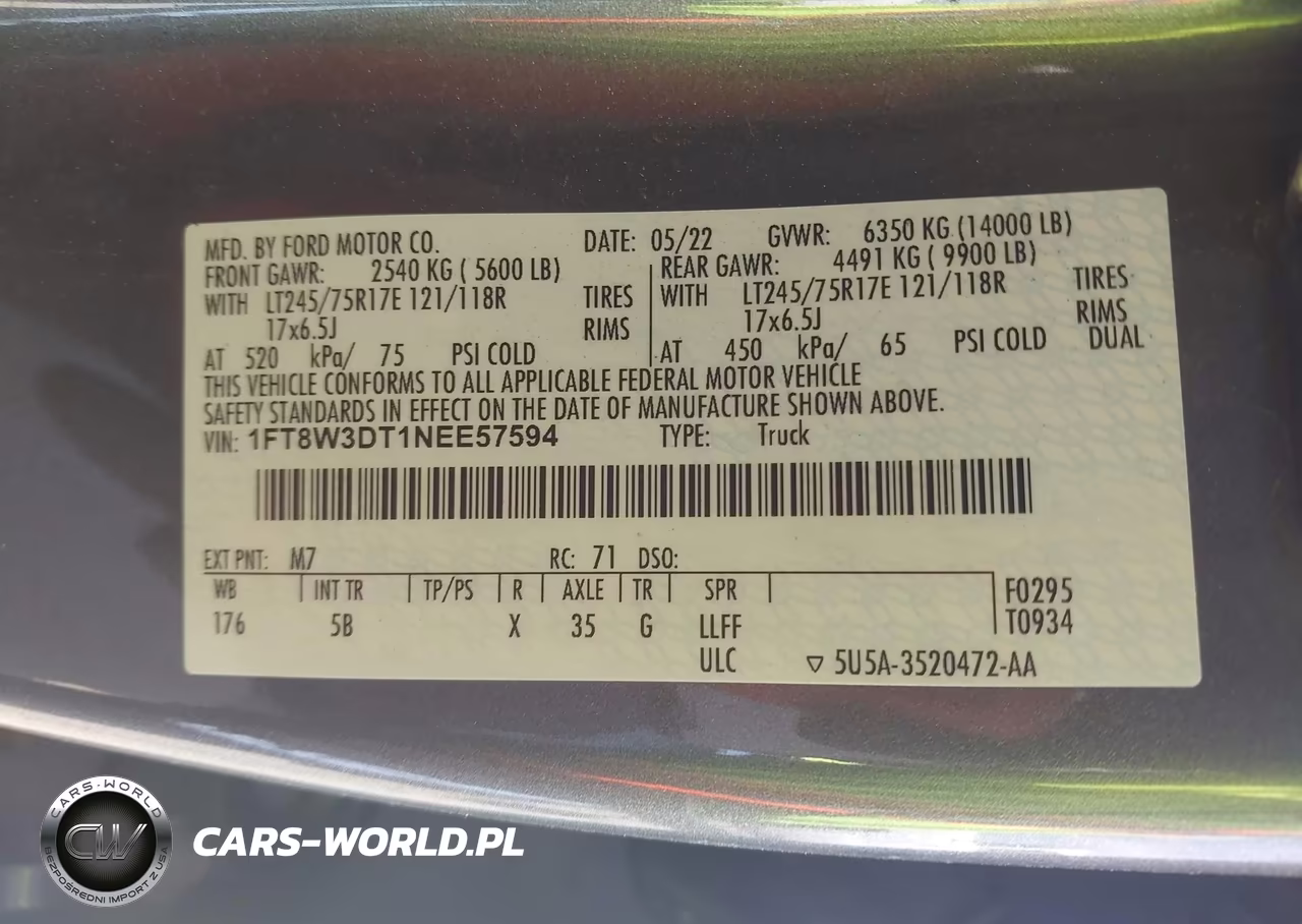 FORD F350 SUPER VIN:1FT8W3DT1NEE57594 - 9