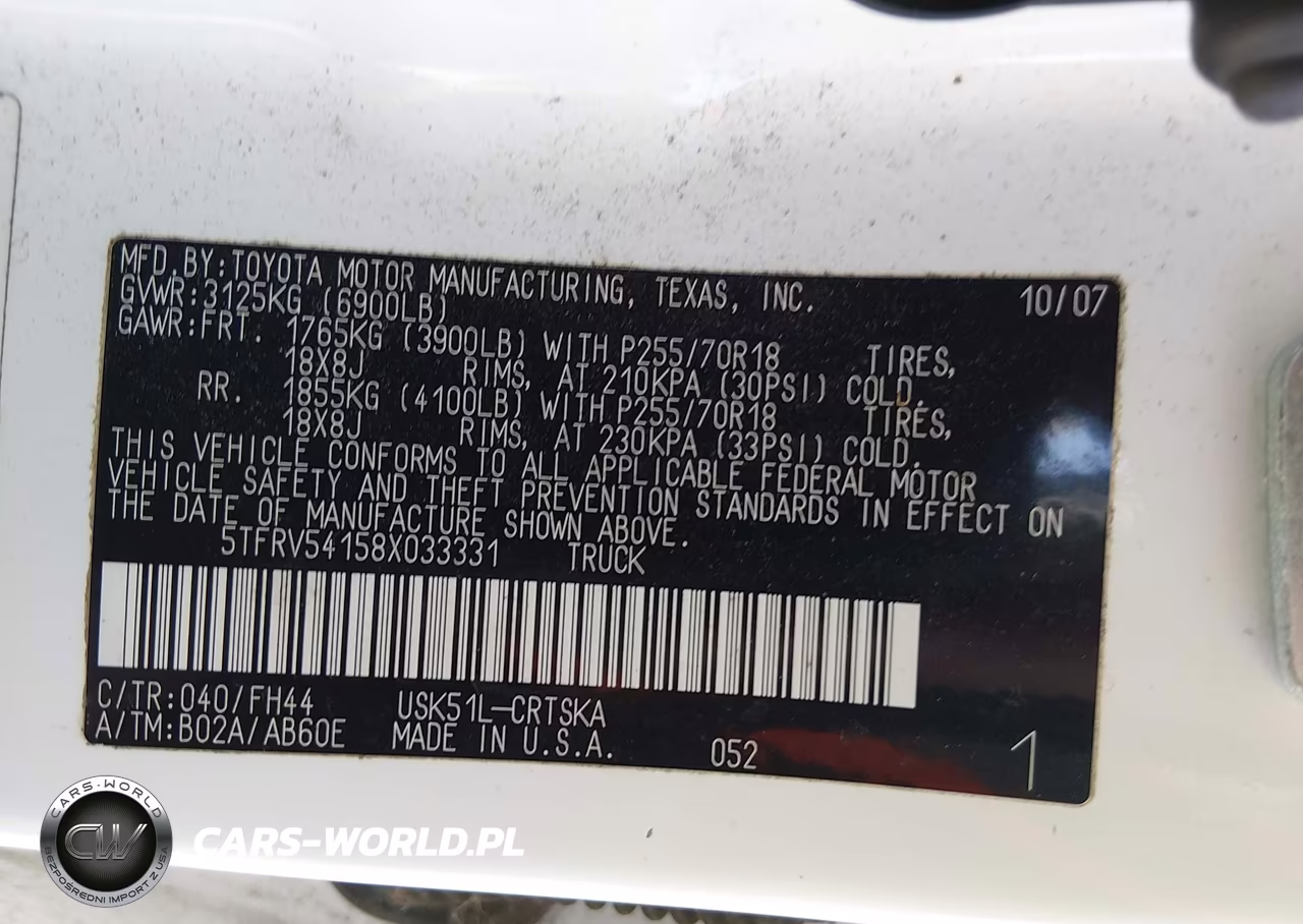 2008 Toyota Tundra Sr5 5.7L V8 VIN:5TFRV54158X033331 - 9