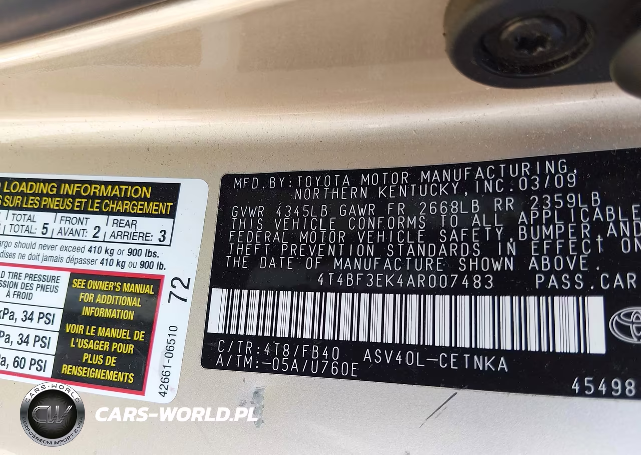 2010 Toyota Camry Le VIN:4T4BF3EK4AR007483 - 9