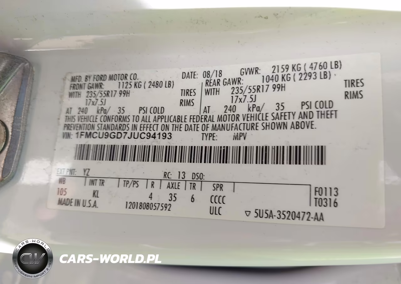 2018 Ford Escape Se VIN:1FMCU9GD7JUC94193 - 9