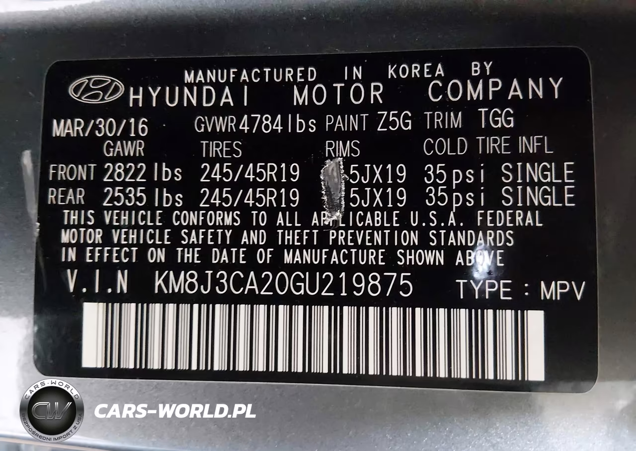 2016 Hyundai Tucson Sport VIN:KM8J3CA20GU219875 - 9