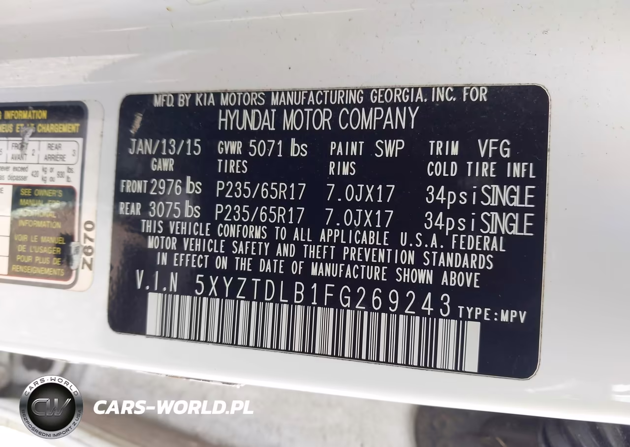 2015 Hyundai Santa Fe Sport 2.4L VIN:5XYZTDLB1FG269243 - 9