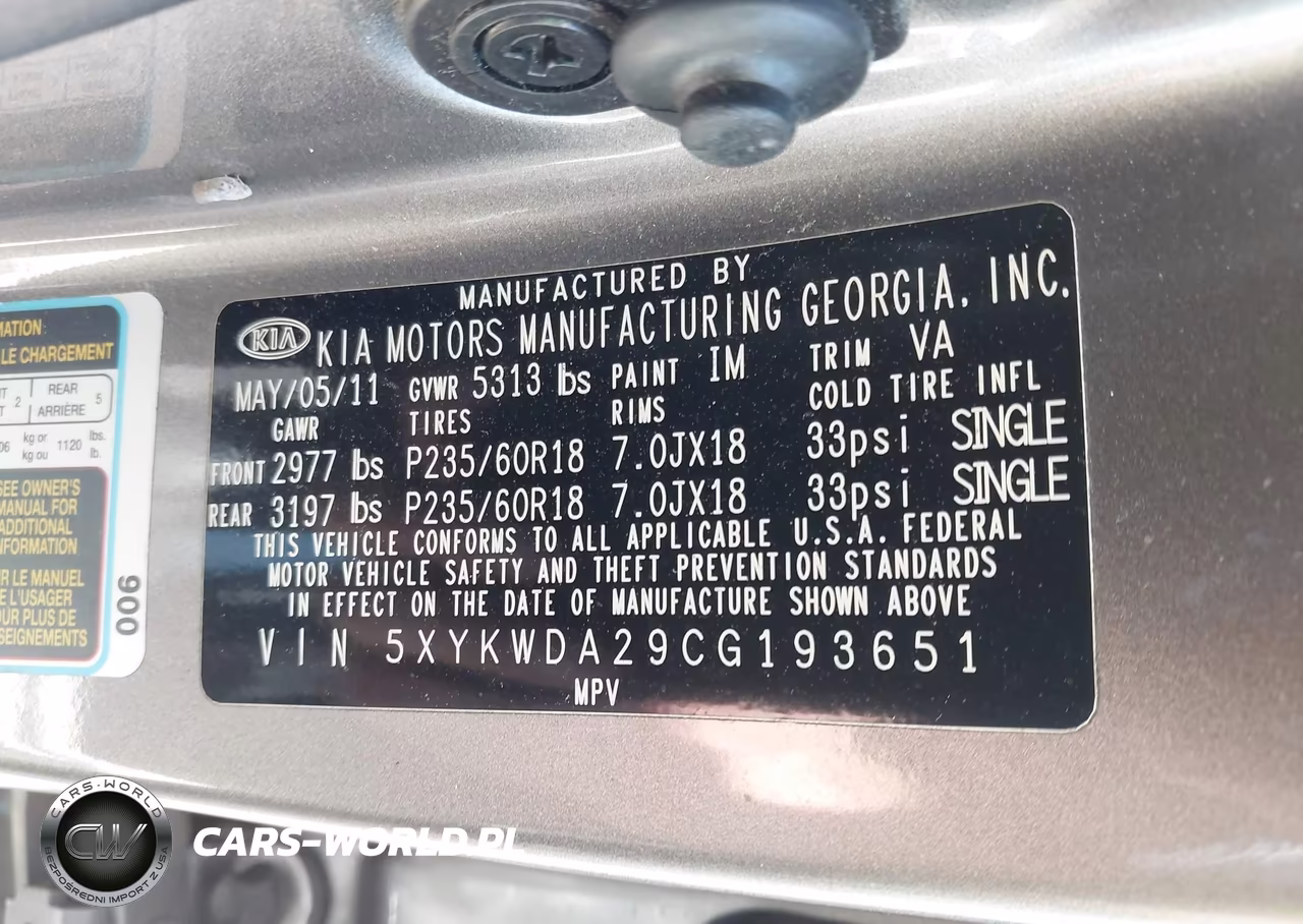 2012 Kia Sorento Sx V6 VIN:5XYKWDA29CG193651 - 9