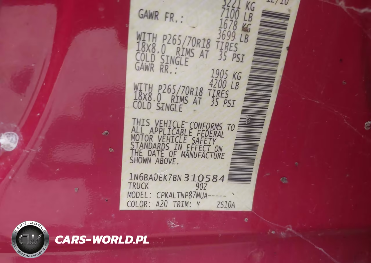 2011 Nissan Titan Sv VIN:1N6BA0EK7BN310584 - 9