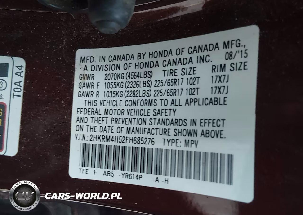2015 Honda Cr-V Ex VIN:2HKRM4H52FH685276 - 9