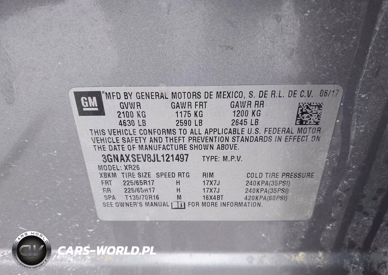 2018 Chevrolet Equinox Lt VIN:3GNAXSEV8JL121497 - 9