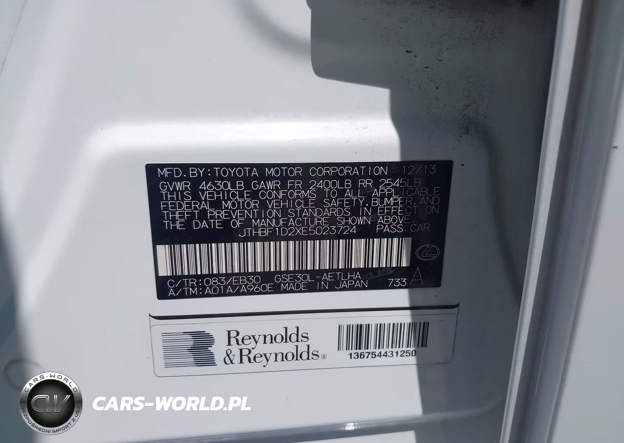 2014 Lexus Is 250 VIN:JTHBF1D2XE5023724 - 9
