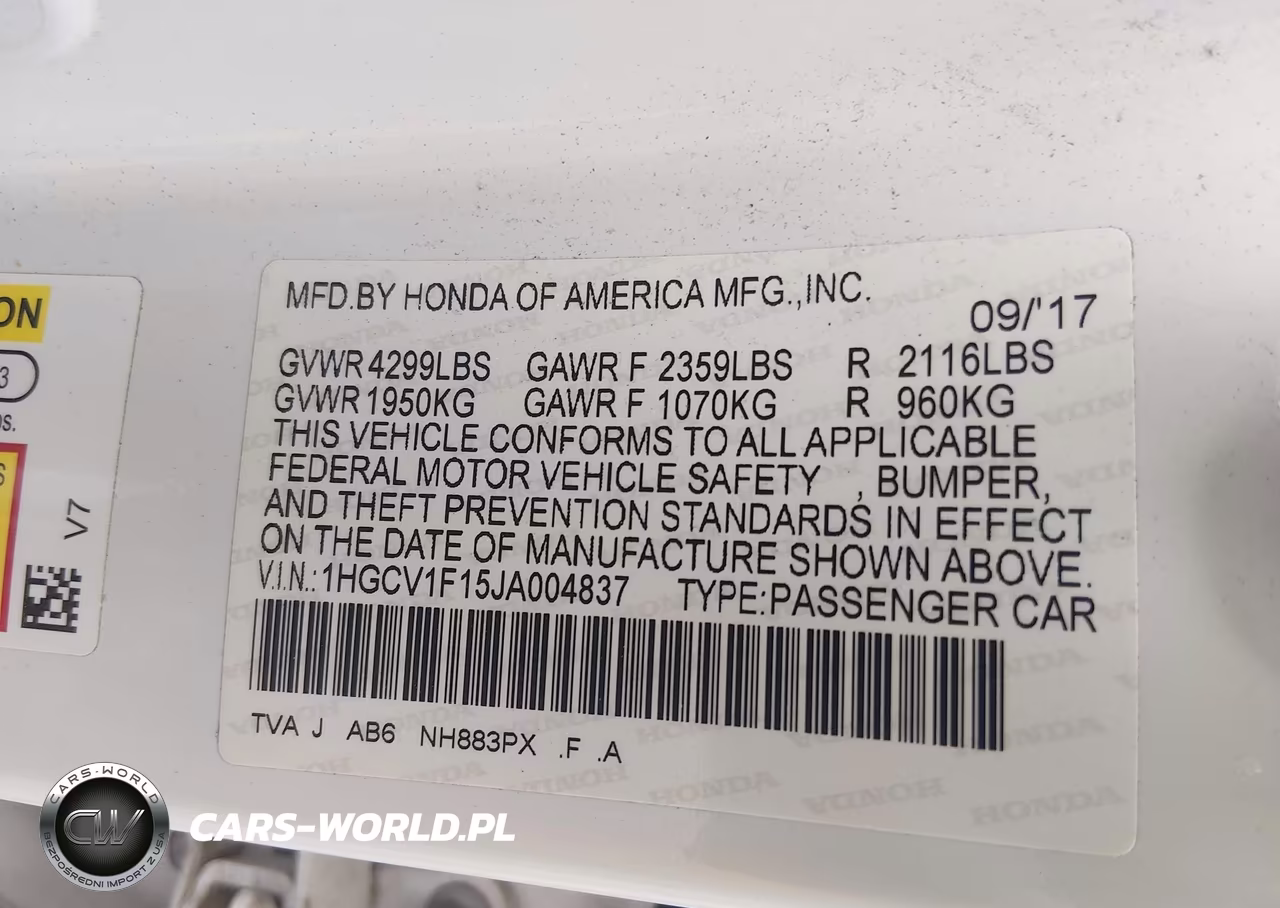 2018 Honda Accord Lx VIN:1HGCV1F15JA004837 - 9