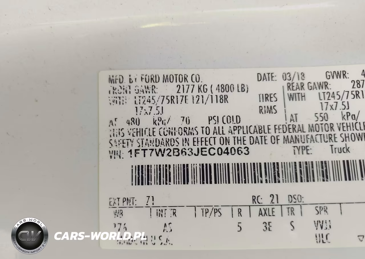 2018 Ford F-250 Xl VIN:1FT7W2B63JEC04063 - 9