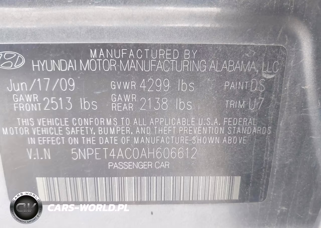 2010 Hyundai Sonata Gls VIN:5NPET4AC0AH606612 - 9