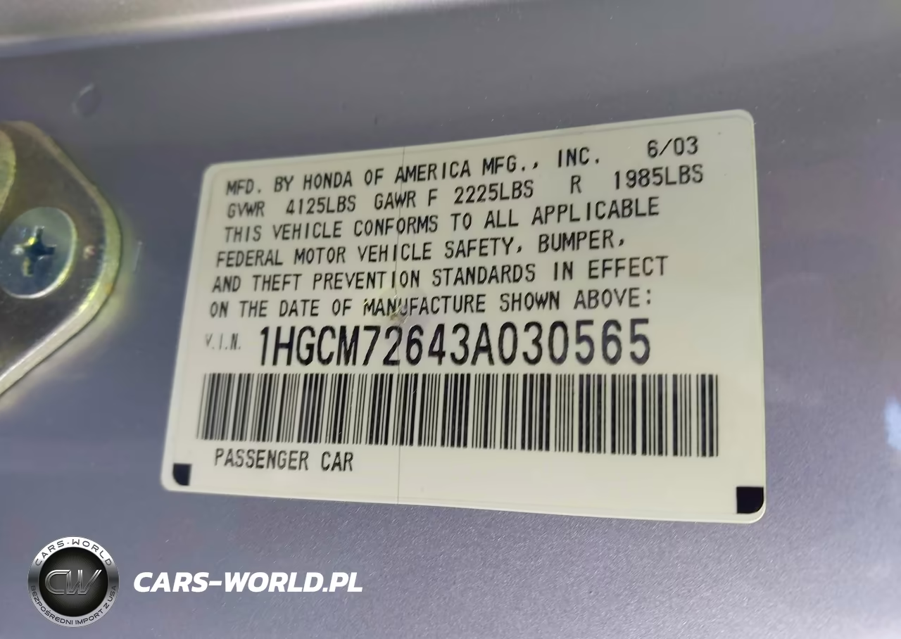 2003 Honda Accord 2.4 Ex VIN:1HGCM72643A030565 - 9