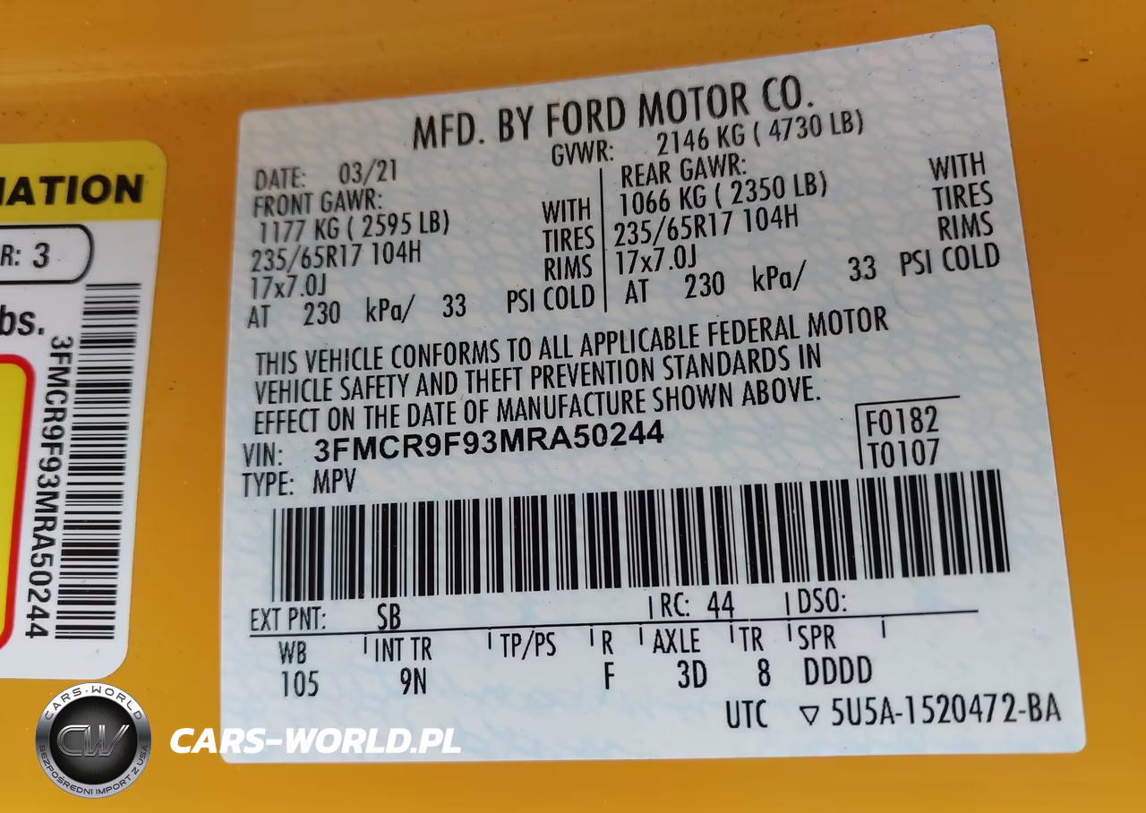 2021 Ford Bronco Sport First Edition VIN:3FMCR9F93MRA50244 - 9