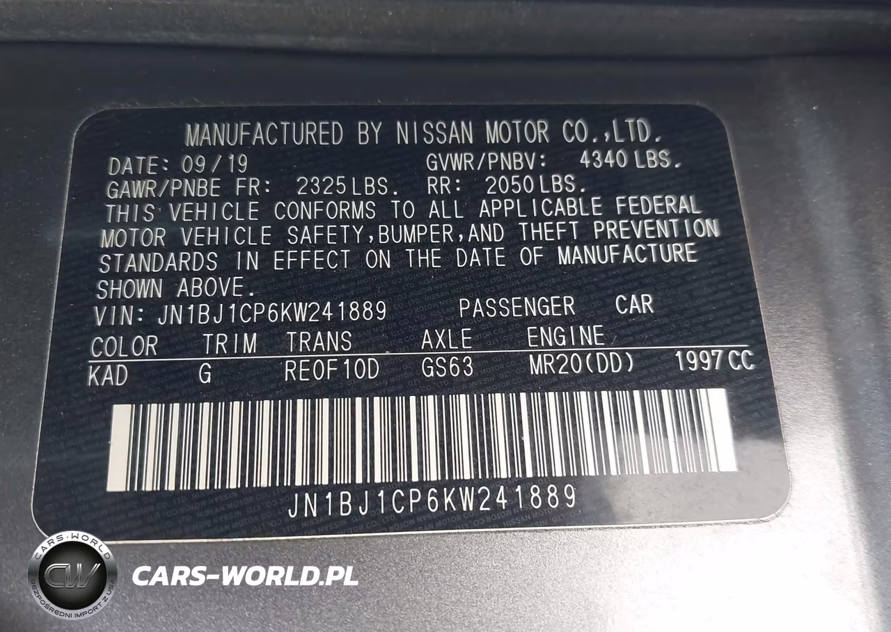 2019 Nissan Rogue Sport S VIN:JN1BJ1CP6KW241889 - 9