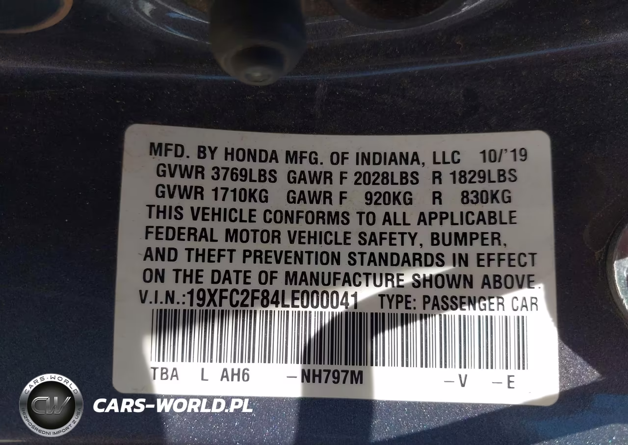2020 Honda Civic Sport VIN:19XFC2F84LE000041 - 9