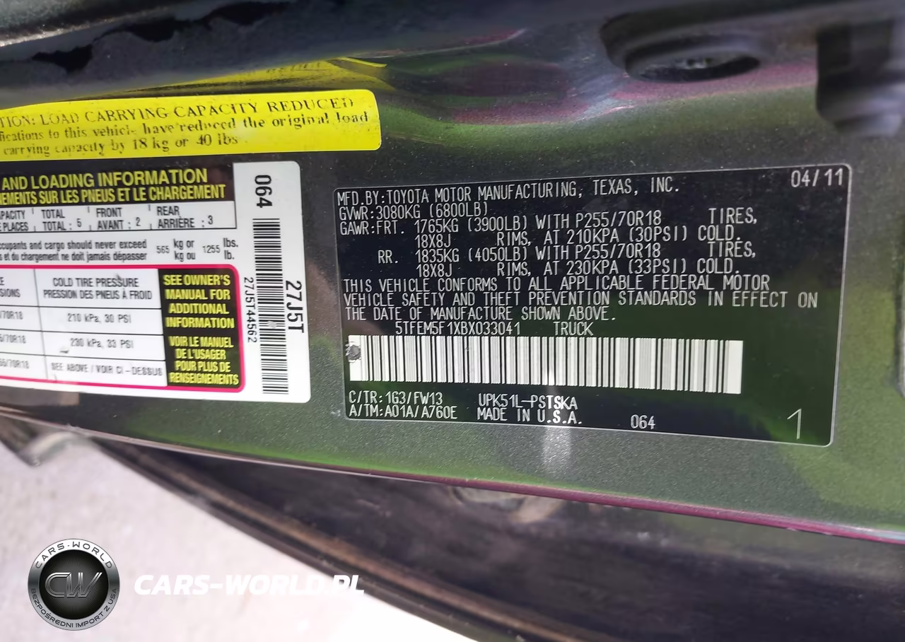 2011 Toyota Tundra Grade 4.6L V8 VIN:5TFEM5F1XBX033041 - 9