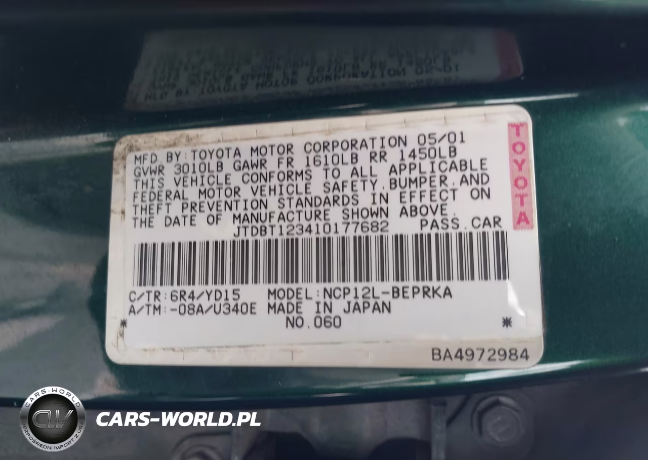 2001 Toyota Echo VIN:JTDBT123410177682 - 9