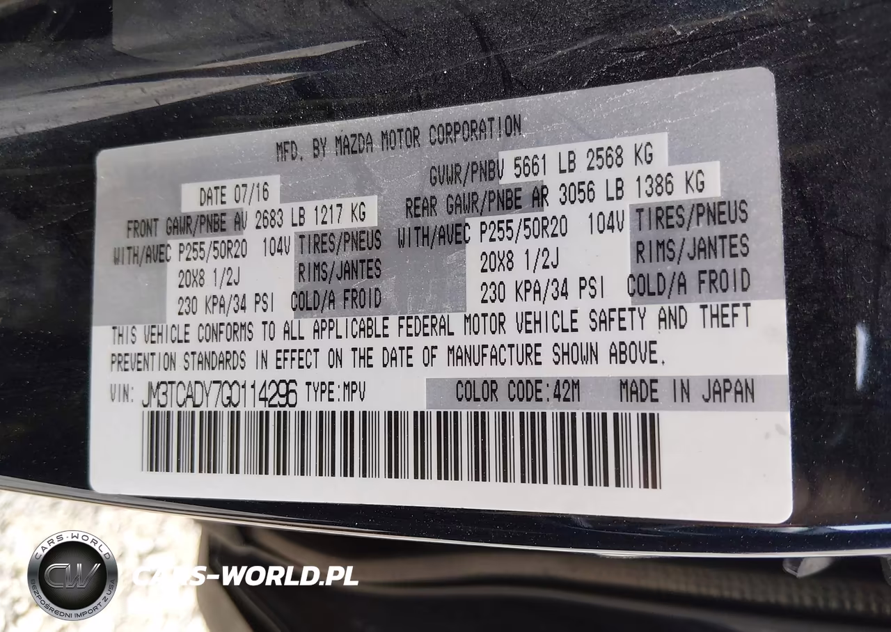 2016 Mazda Cx-9 Grand Touring VIN:JM3TCADY7G0114296 - 9