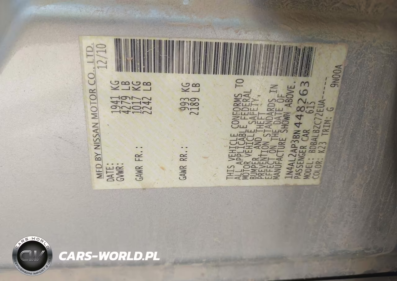 2011 Nissan Altima 2.5 S VIN:1N4AL2AP3BN448263 - 9