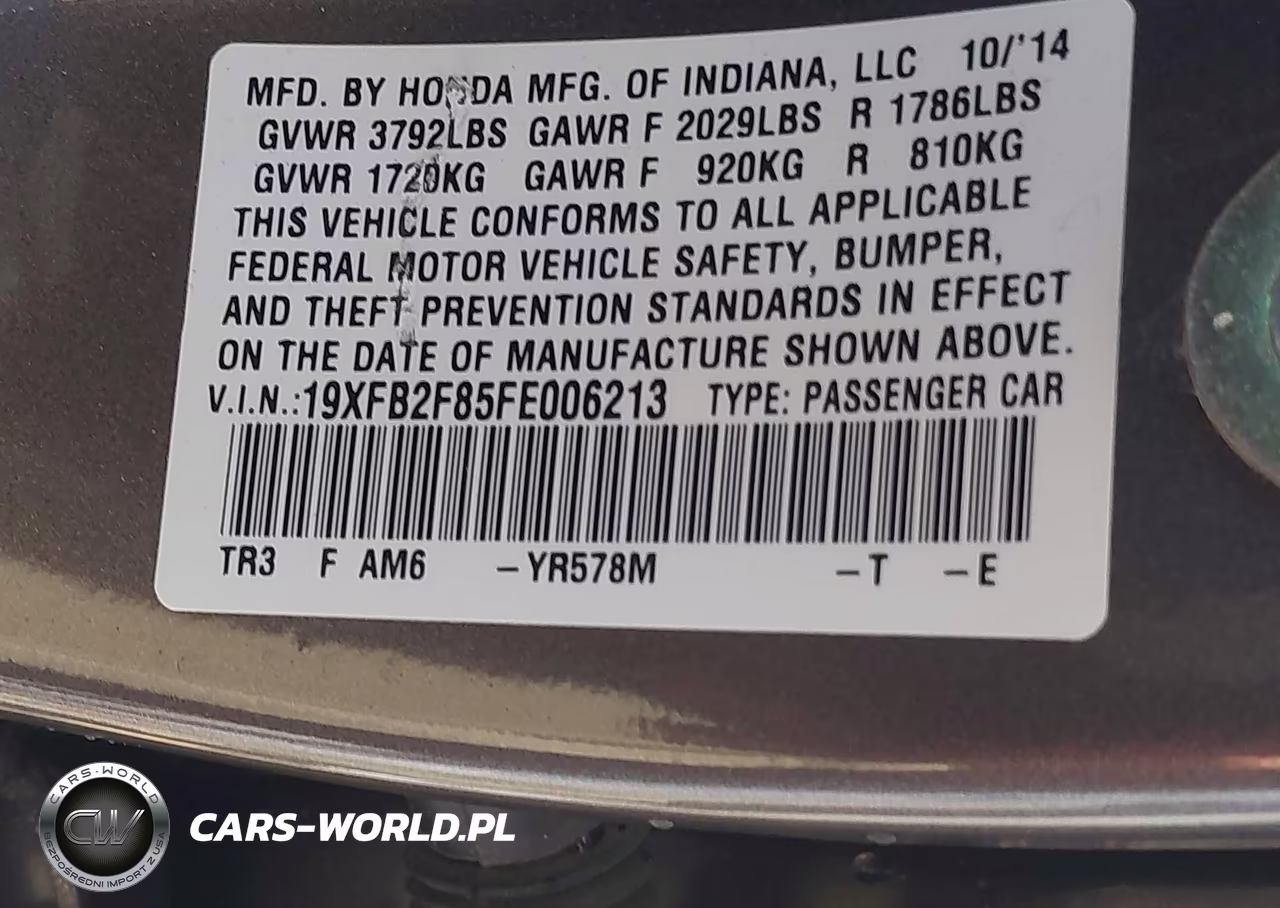 2015 Honda Civic Ex VIN:19XFB2F85FE006213 - 9