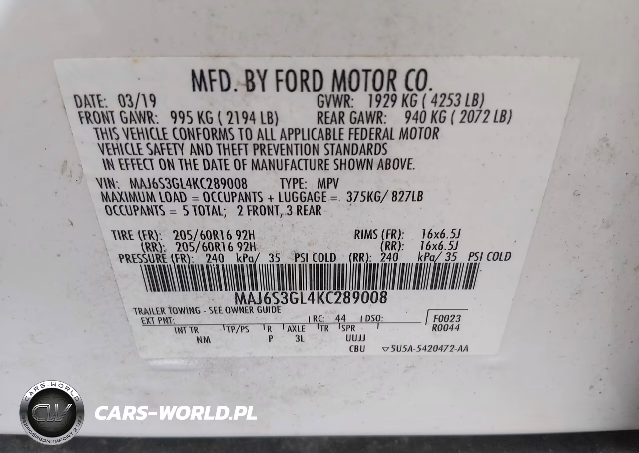 2019 Ford Ecosport Se VIN:MAJ6S3GL4KC289008 - 9