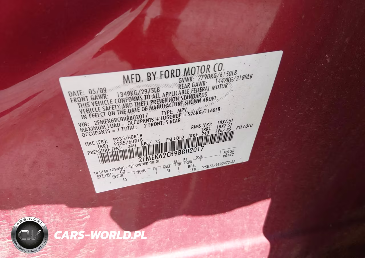 2009 Ford Flex Sel VIN:2FMEK62C89BB02017 - 9
