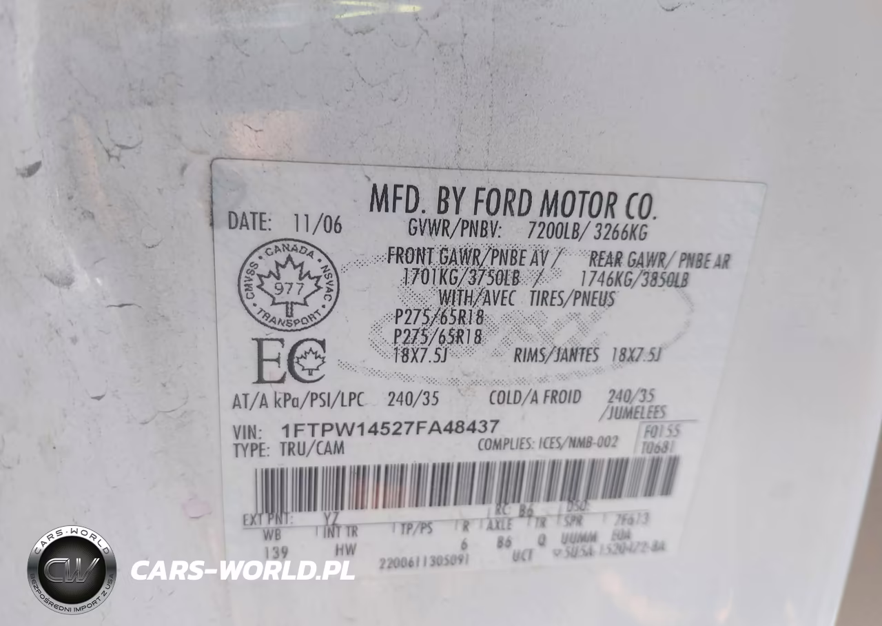 2007 Ford F-150 Fx4-Lariat-Xlt VIN:1FTPW14527FA48437 - 9