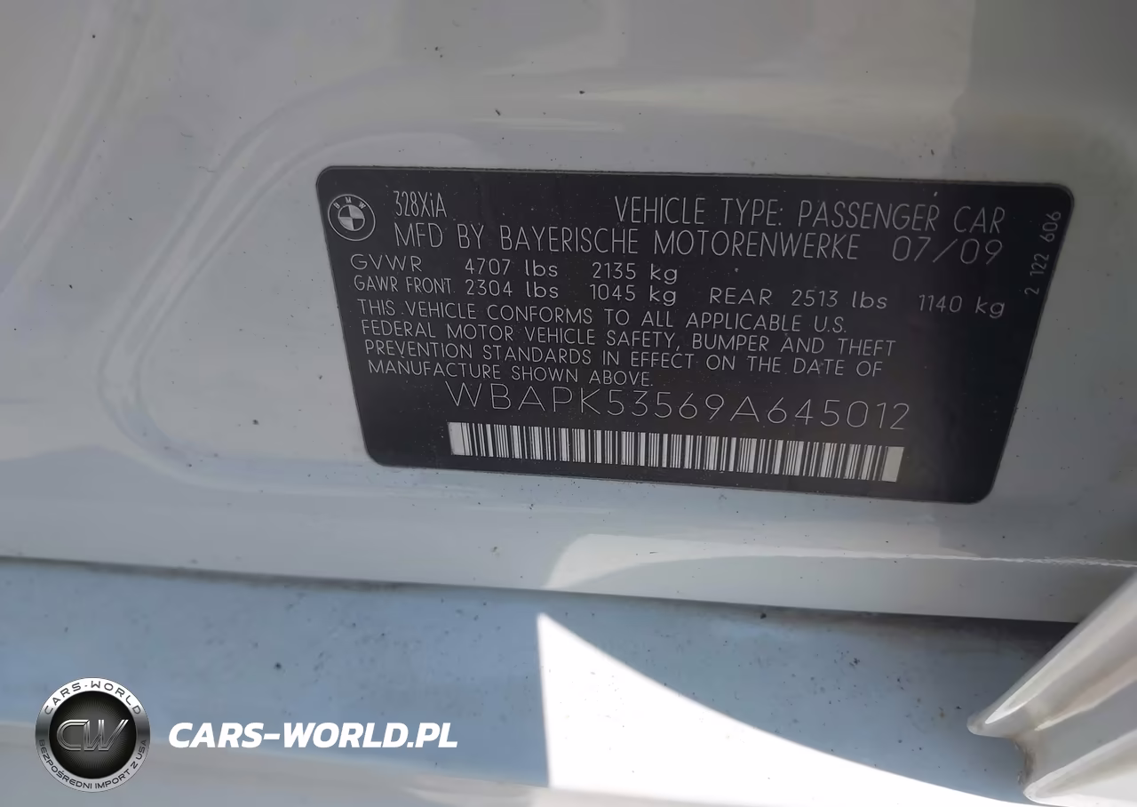 2009 BMW 328I xDrive VIN:WBAPK53569A645012 - 9