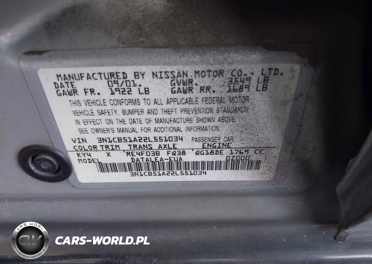 2002 Nissan Sentra Gxe VIN:3N1CB51A22L551034 - 9