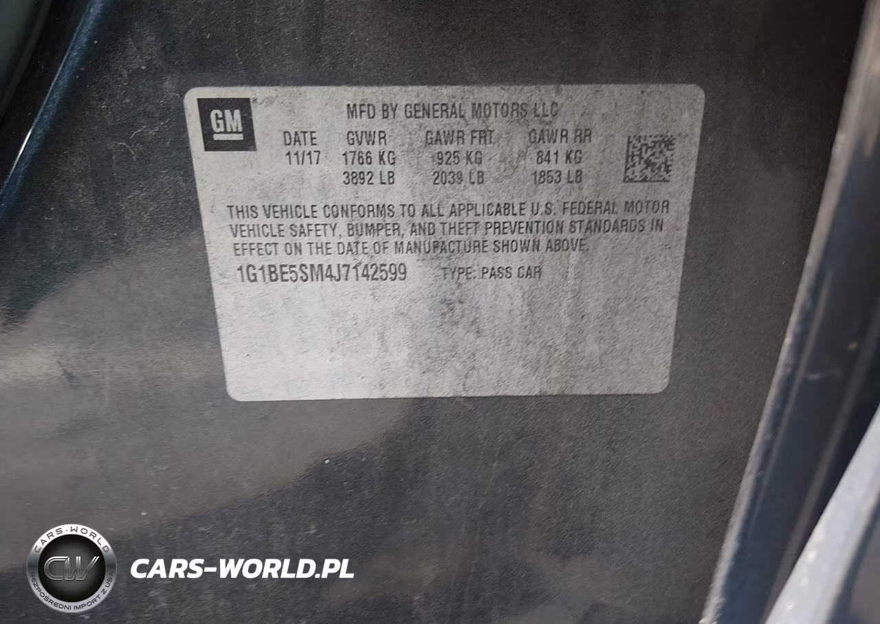 2018 Chevrolet Cruze Lt Auto VIN:1G1BE5SM4J7142599 - 9