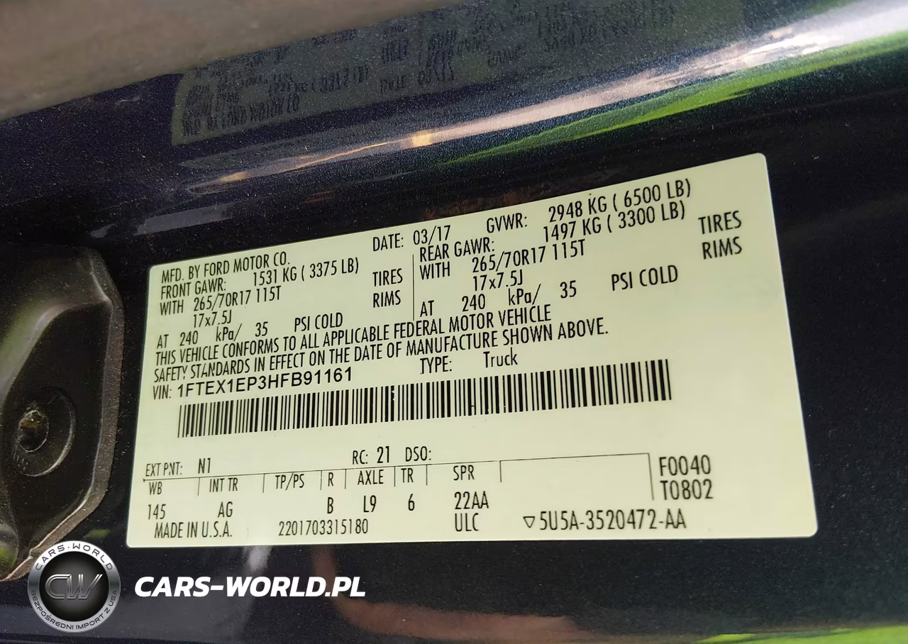 2017 Ford F-150 Xl VIN:1FTEX1EP3HFB91161 - 9