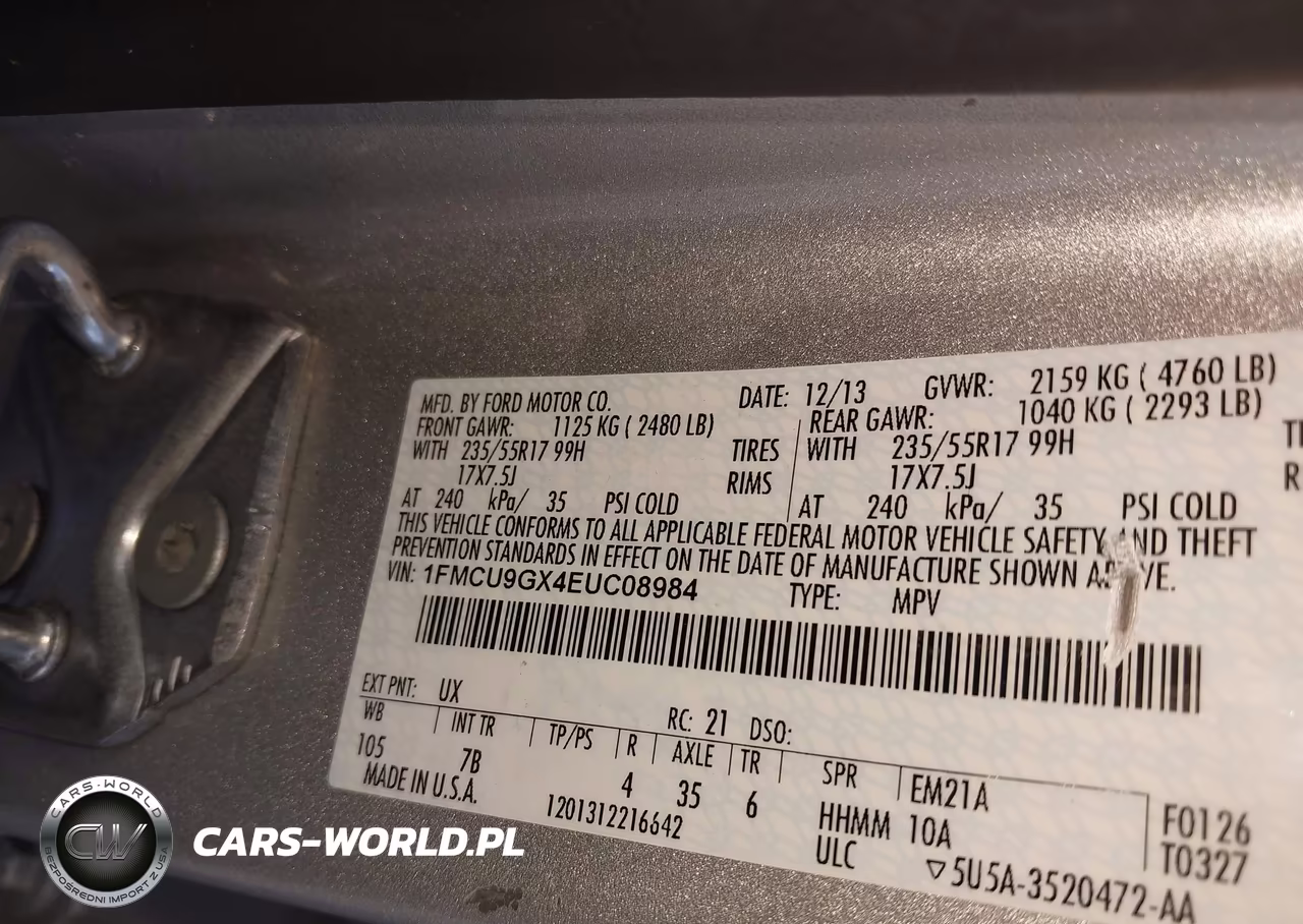 2014 Ford Escape Se VIN:1FMCU9GX4EUC08984 - 9