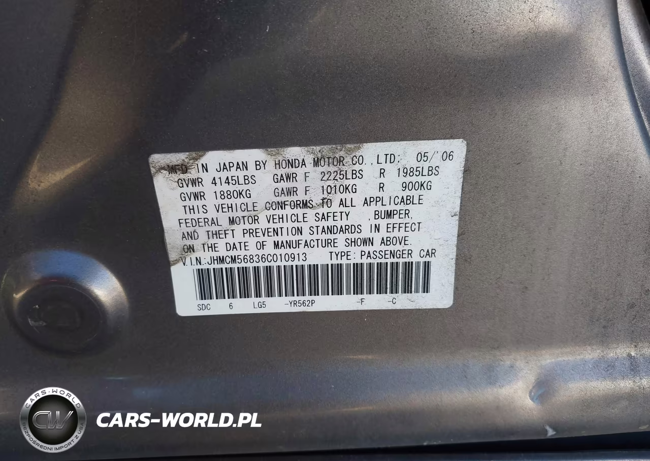 2006 Honda Accord 2.4 Ex VIN:JHMCM56836C010913 - 9