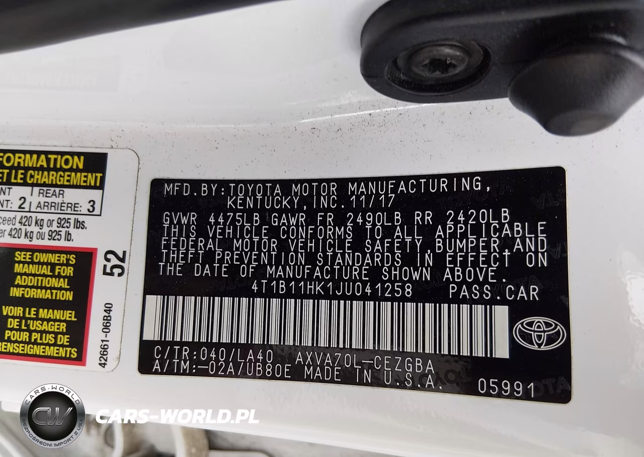2018 Toyota Camry Xle VIN:4T1B11HK1JU041258 - 9