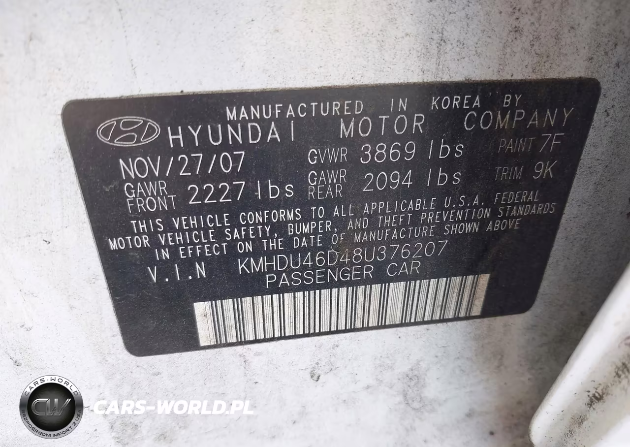 2008 Hyundai Elantra Gls-Se VIN:KMHDU46D48U376207 - 9