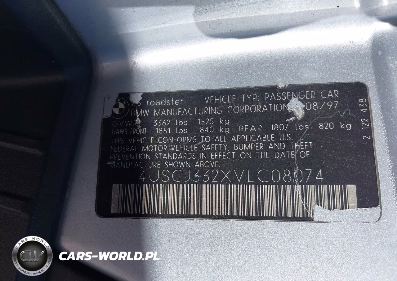1997 BMW Z3 2.8L Roadster VIN:4USCJ332XVLC08074 - 9