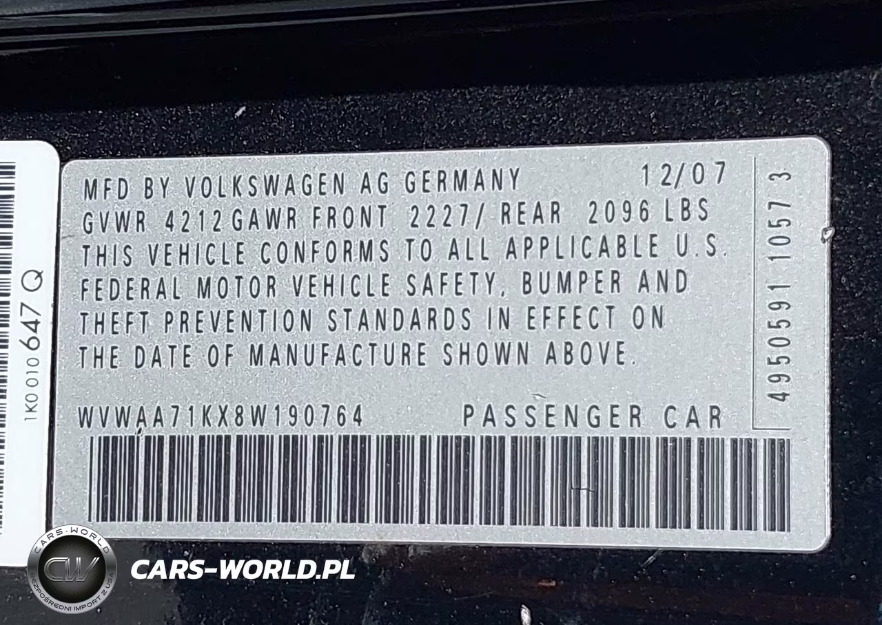2008 Volkswagen Rabbit S VIN:WVWAA71KX8W190764 - 9