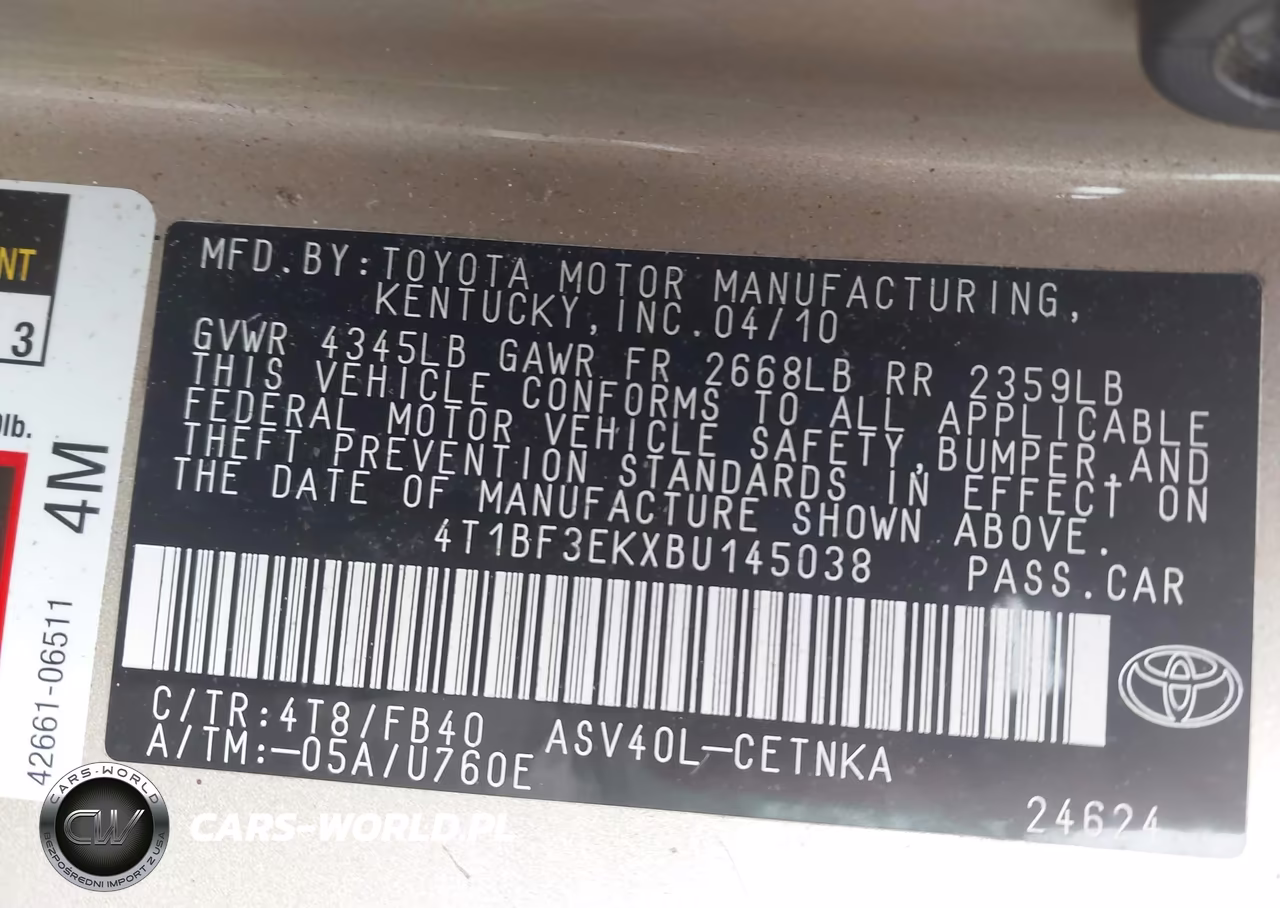 2011 Toyota Camry Le VIN:4T1BF3EKXBU145038 - 9