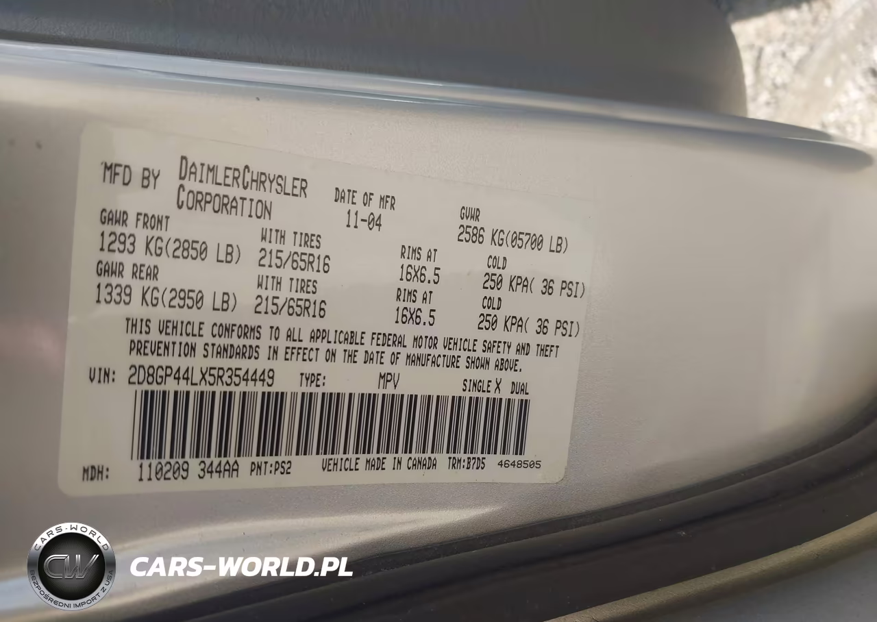 2005 Dodge Caravan Sxt VIN:2D8GP44LX5R354449 - 9