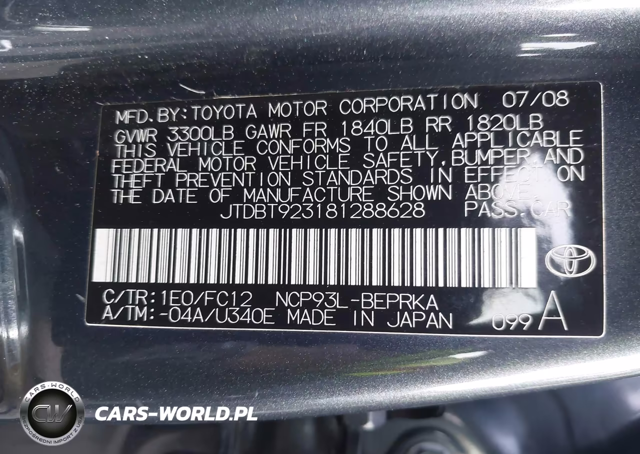 2008 Toyota Yaris VIN:JTDBT923181288628 - 9