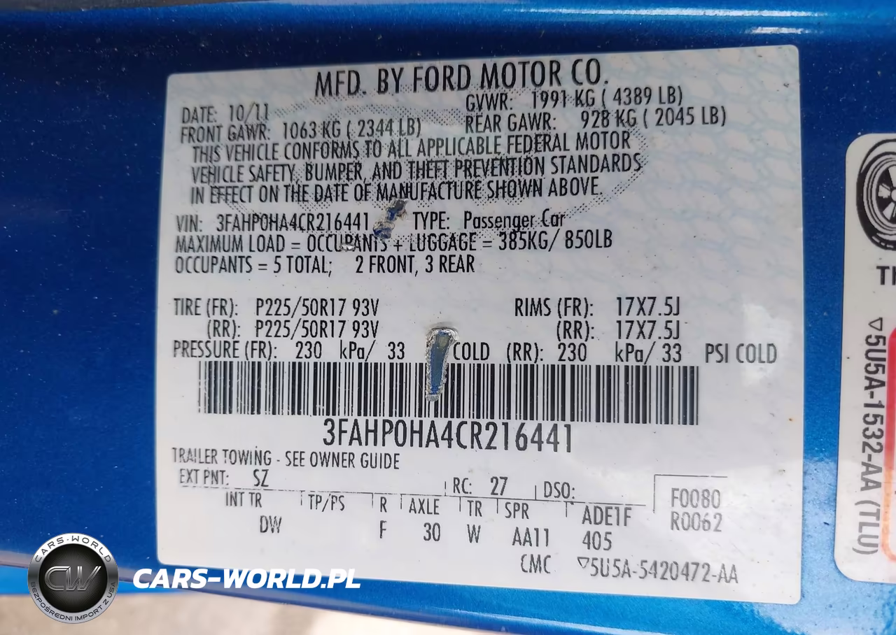 2012 Ford Fusion Se VIN:3FAHP0HA4CR216441 - 9