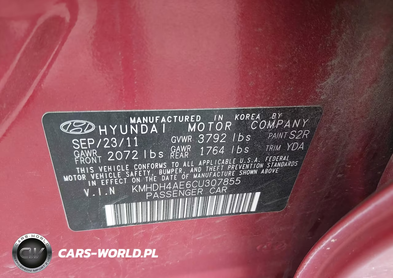 2012 Hyundai Elantra Limited (Ulsan Plant) VIN:KMHDH4AE6CU307855 - 9