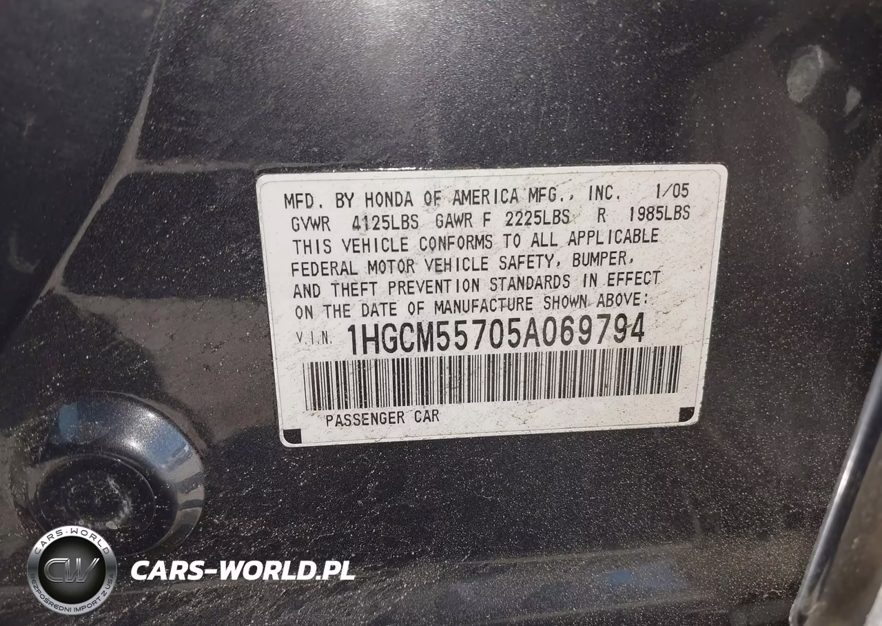 2005 Honda Accord 2.4 Ex VIN:1HGCM55705A069794 - 9