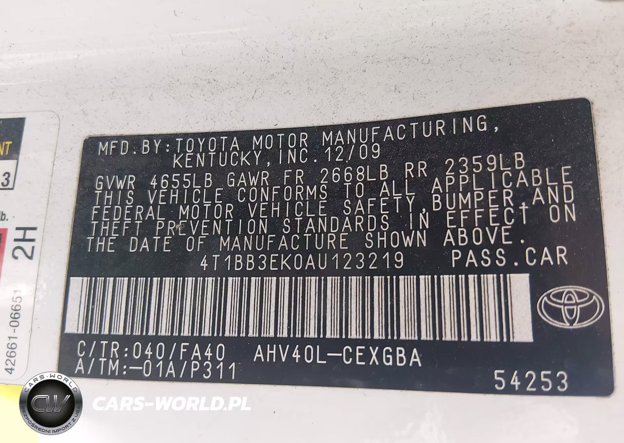 2010 Toyota Camry Hybrid VIN:4T1BB3EK0AU123219 - 9