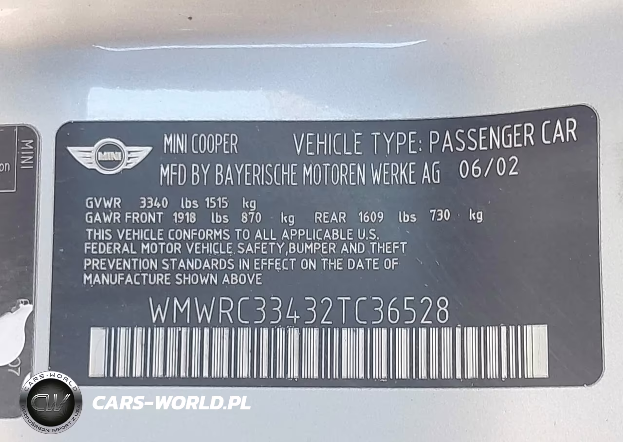 2002 Mini Cooper VIN:WMWRC33432TC36528 - 9