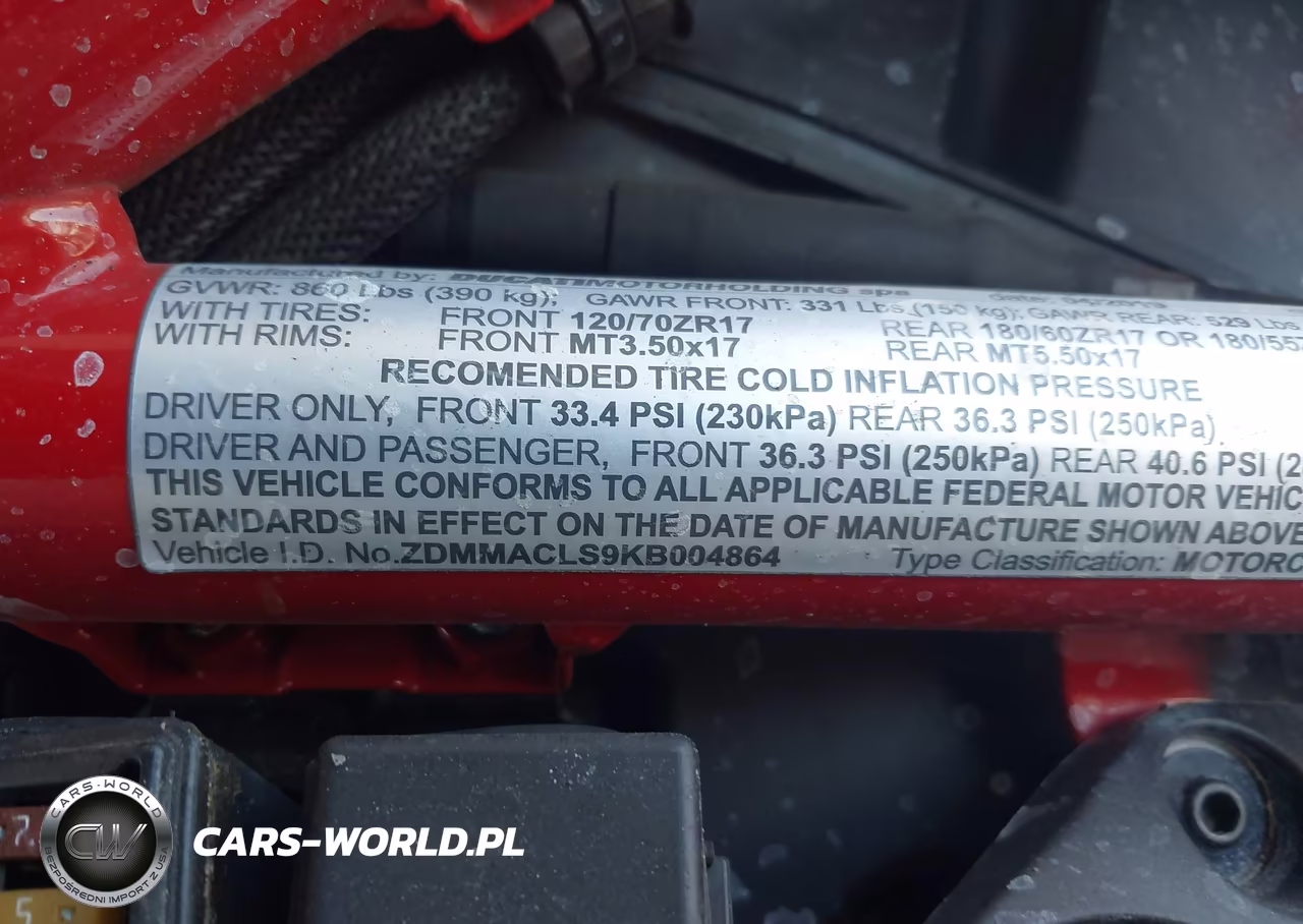 2019 Ducati Monster 821 VIN:ZDMMACLS9KB004864 - 10
