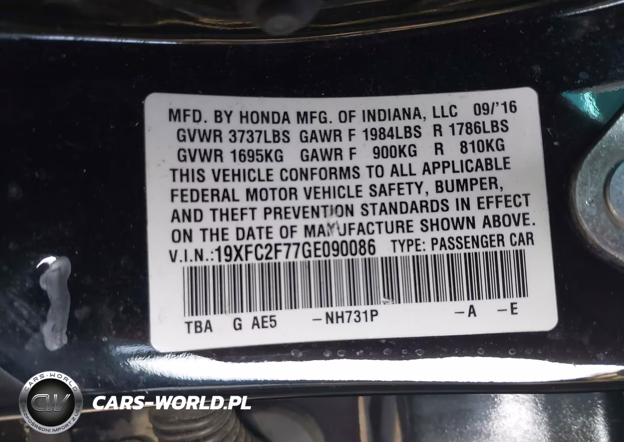 2016 Honda Civic Ex VIN:19XFC2F77GE090086 - 9
