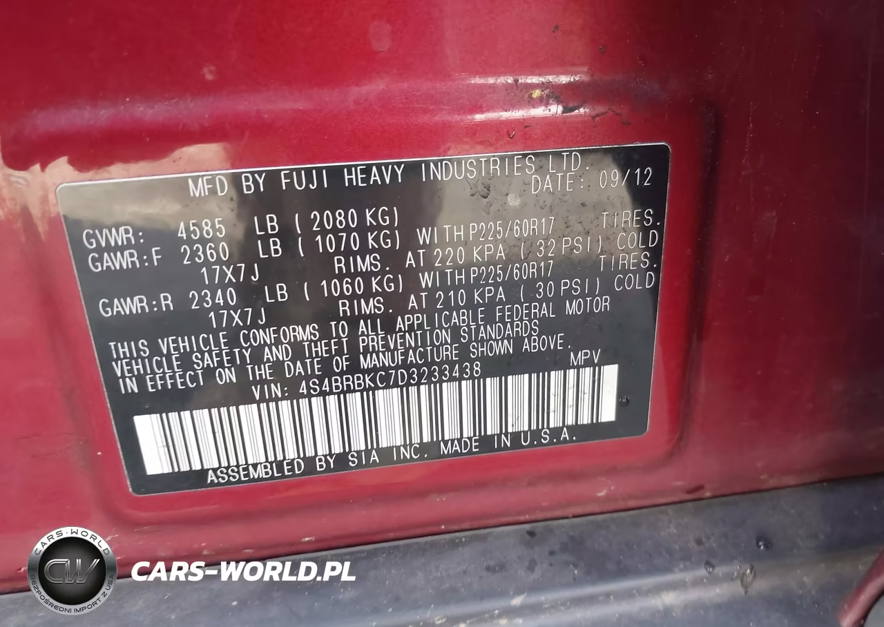 2013 Subaru Outback 2.5I Limited VIN:4S4BRBKC7D3233438 - 9