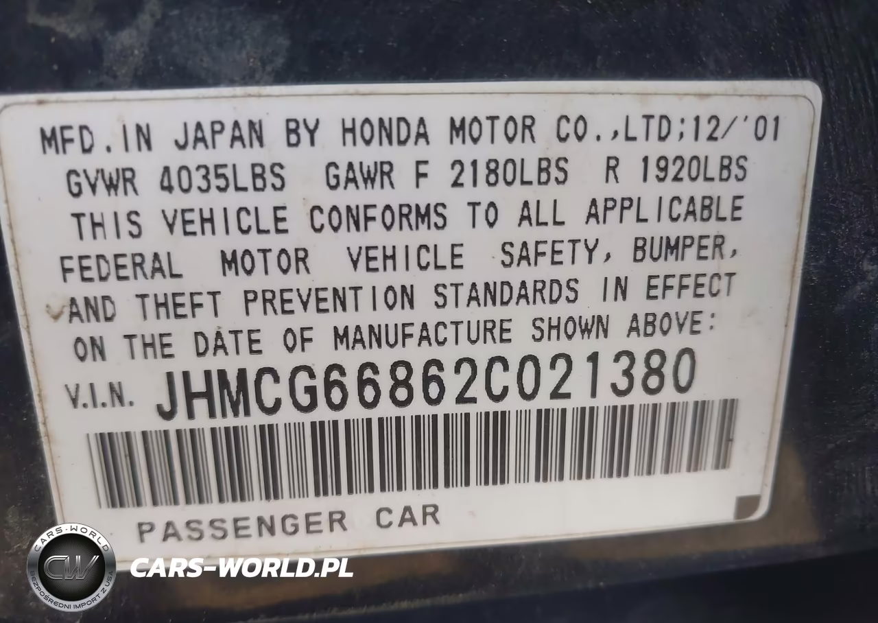 2002 Honda Accord 2.3 Ex-2.3 Se VIN:JHMCG66862C021380 - 9